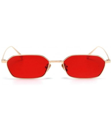 Square Fashion New Lady Brand Designer Small Square Metal Frame Mens Goggle - Red - CI18TIT6N4U $23.64