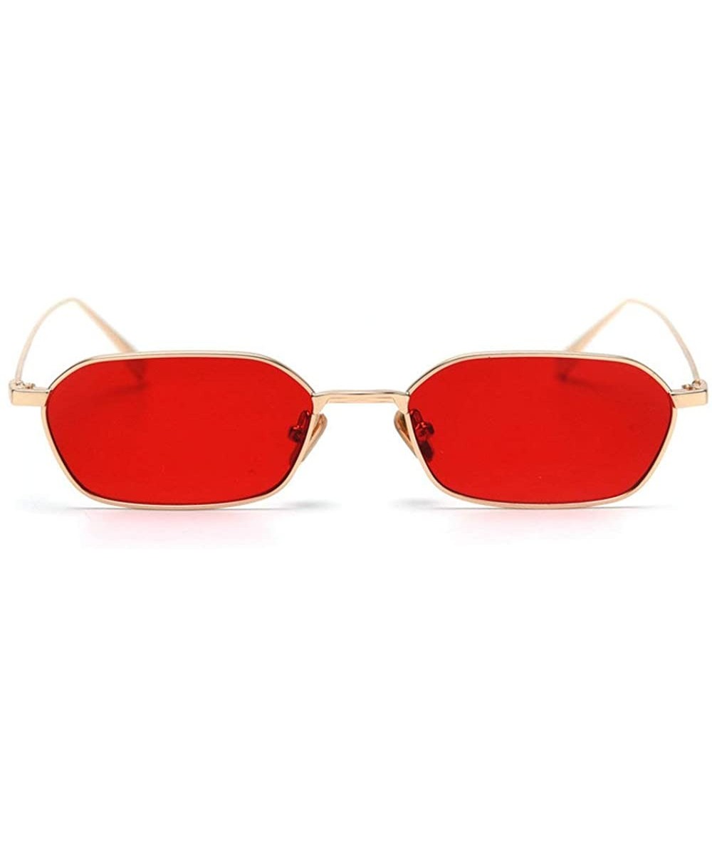 Square Fashion New Lady Brand Designer Small Square Metal Frame Mens Goggle - Red - CI18TIT6N4U $23.64