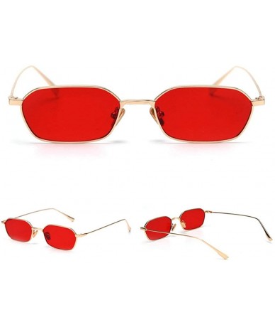 Square Fashion New Lady Brand Designer Small Square Metal Frame Mens Goggle - Red - CI18TIT6N4U $23.64