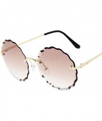 Oval RimlWomen Sunglasses 2019 Clear Alloy Frame Vintage Retro Designer Eyeglasses Adult Shades - Tea - CR197Y7EGUX $33.07