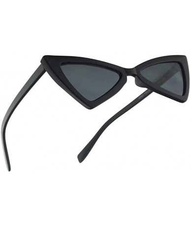 Butterfly Small Sleek Narrow Retro Triangle Bow-Tie Shaped Extreme Cat Eye Sun Glasses - Matte Black Frame - Black - CR18C7IH...