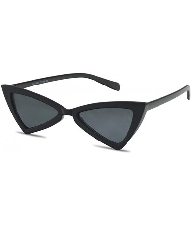 Butterfly Small Sleek Narrow Retro Triangle Bow-Tie Shaped Extreme Cat Eye Sun Glasses - Matte Black Frame - Black - CR18C7IH...