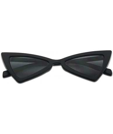 Butterfly Small Sleek Narrow Retro Triangle Bow-Tie Shaped Extreme Cat Eye Sun Glasses - Matte Black Frame - Black - CR18C7IH...