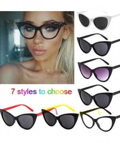 Cat Eye Large Retro Sexy Cat Eye Shape Sunglasses Unisex Black-rimmed Glasses for Men Women - One Piece - G - CR196U4RMS4 $14.75