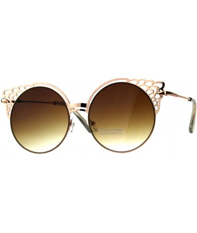 Round Round Wing Top Sunglasses Womens Cutout Fashion Shades UV 400 - Rose Gold - CR18EYD4ASO $20.41