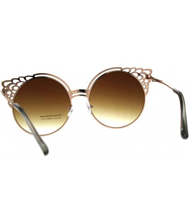 Round Round Wing Top Sunglasses Womens Cutout Fashion Shades UV 400 - Rose Gold - CR18EYD4ASO $20.41