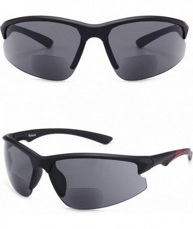 Sport Men Women Bi-focal Sport Sunglasses w/readers - Black Red - C118640AN6A $31.32