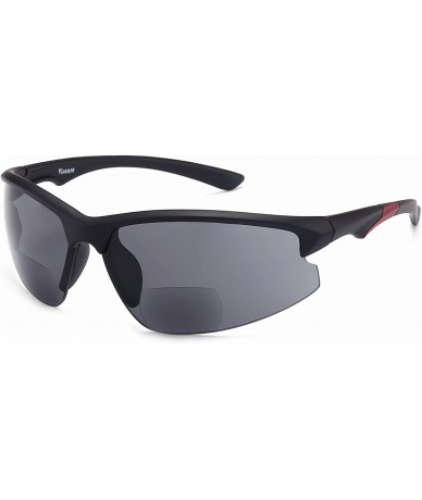 Sport Men Women Bi-focal Sport Sunglasses w/readers - Black Red - C118640AN6A $31.32