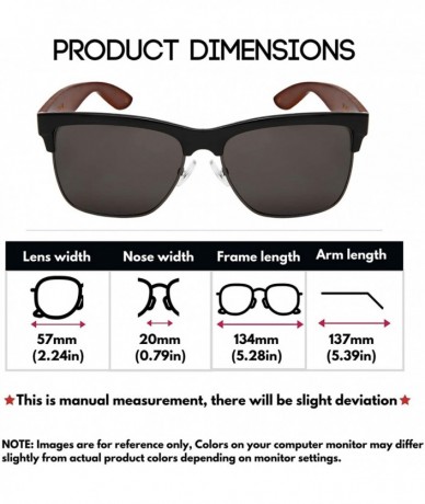 Square Vintage Horn Rimmed Square Sunglasses for Men Women with Metal Accent Real Wood Bammbo Arm - CN18UMDMNUM $23.26