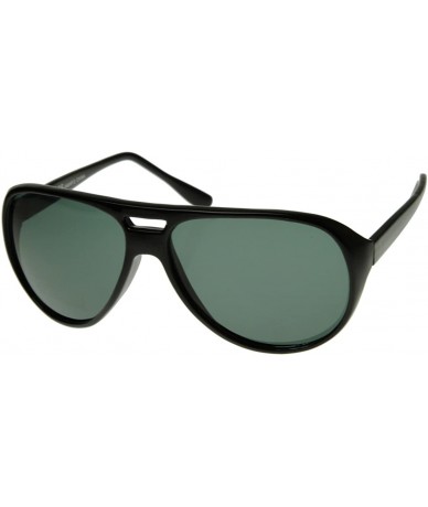 Aviator X-Large Classic Retro Plastic Teardrop Aviator Sunglasses w/Green Lens (Black) - CC116Q2LV29 $19.10