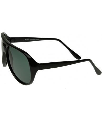 Aviator X-Large Classic Retro Plastic Teardrop Aviator Sunglasses w/Green Lens (Black) - CC116Q2LV29 $19.10