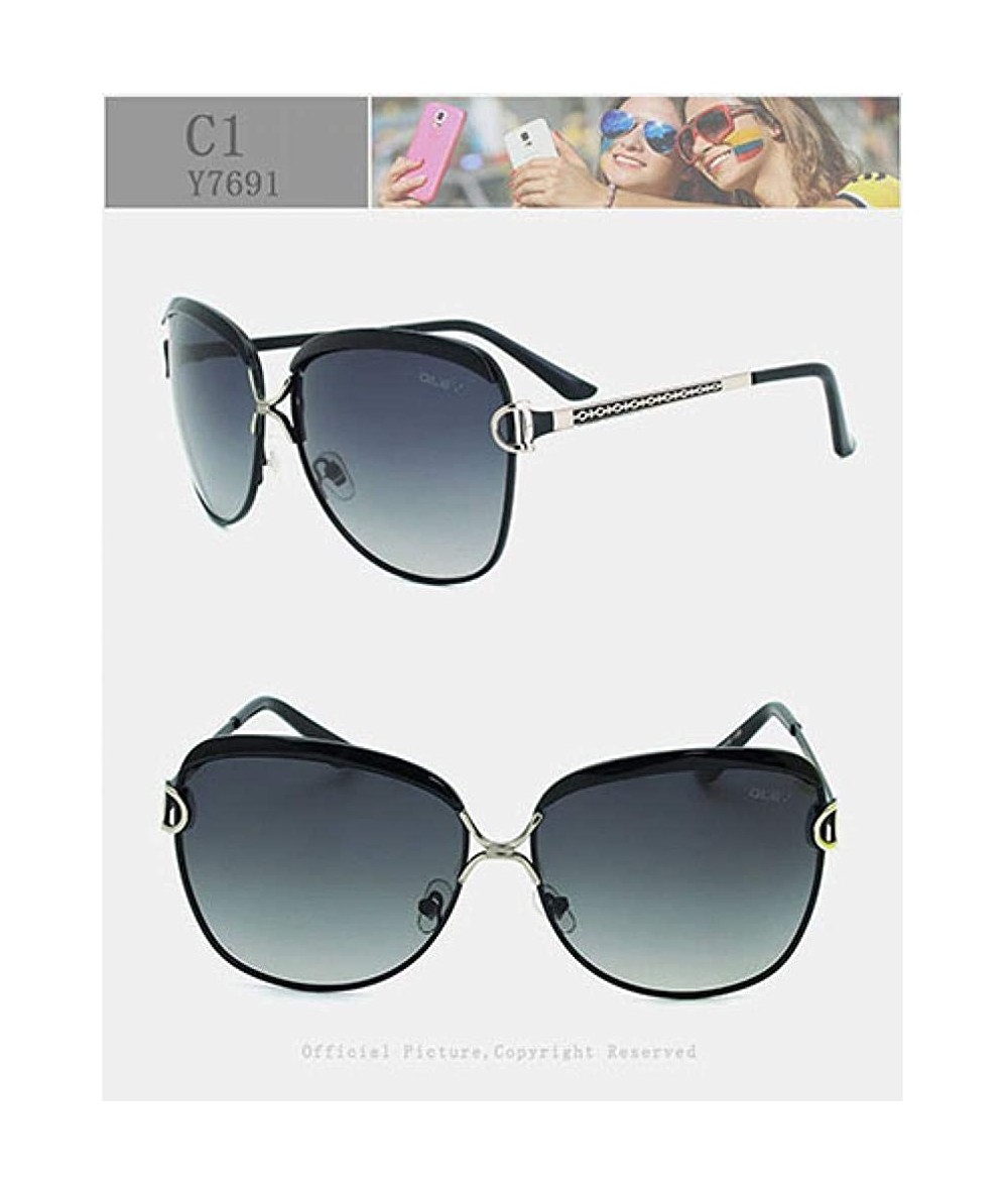 Aviator Sexy Luxury Polarized Sunglasses For Women 2019 Red Metal Frame Y7691 C1 BOX - Y7691 C1 Box - C118XE97662 $28.84