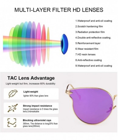 Cat Eye Fashion Cateye Mirrored Sunglasses for Women - Metal Frame Flat Lens Womens Sunglasses Polarized - CJ18UC72SZH $29.64