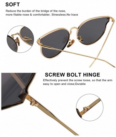 Cat Eye Fashion Cateye Mirrored Sunglasses for Women - Metal Frame Flat Lens Womens Sunglasses Polarized - CJ18UC72SZH $29.64