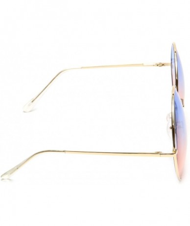 Oversized Huge Super Oversized Large Sunglasses Round Circle Gold Metal Color Lens - Blue & Peach - CN18EYDKXKA $20.32