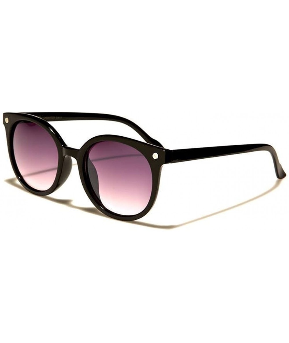 Cat Eye Cat-Eye Round Sunglasses - Black - CT18DNHH882 $18.51