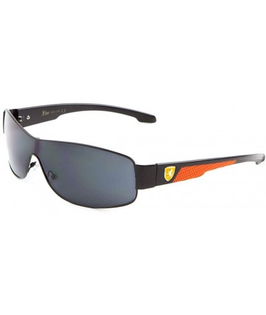 Shield Dotted Temple Pattern Curved Shield Lens Sunglasses - Black Orange - CR199GZWO3N $36.06