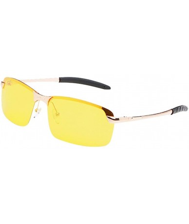 Rimless Fashion Night Driving Glasses Vision Anti Glare Drivers Polarized UV400 Fit Over Glasses - Gold - CP18NX87O85 $17.26