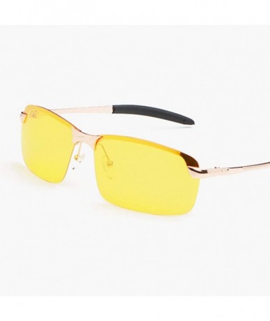 Rimless Fashion Night Driving Glasses Vision Anti Glare Drivers Polarized UV400 Fit Over Glasses - Gold - CP18NX87O85 $17.26