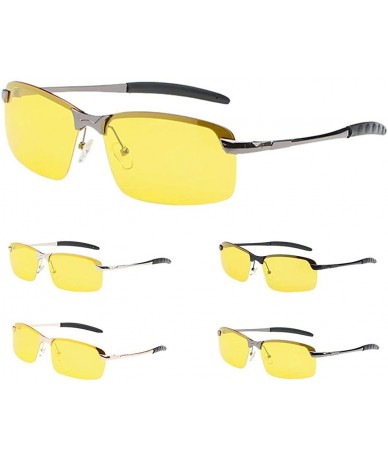 Rimless Fashion Night Driving Glasses Vision Anti Glare Drivers Polarized UV400 Fit Over Glasses - Gold - CP18NX87O85 $17.26