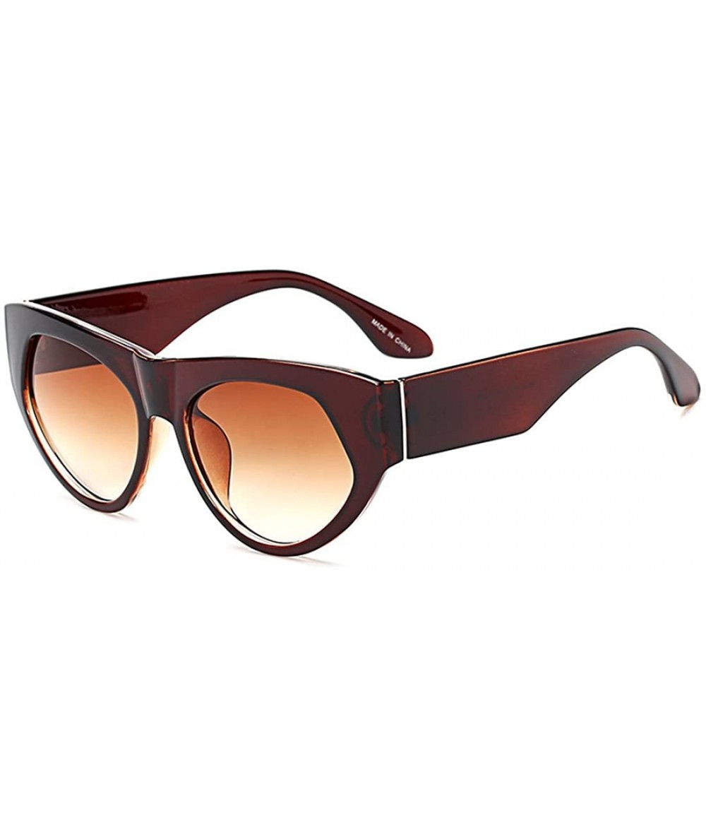 Oversized Retro cat eye sunglasses Oversized frame for Men Women UV Protection - Brown - C118DWD7H4X $18.86