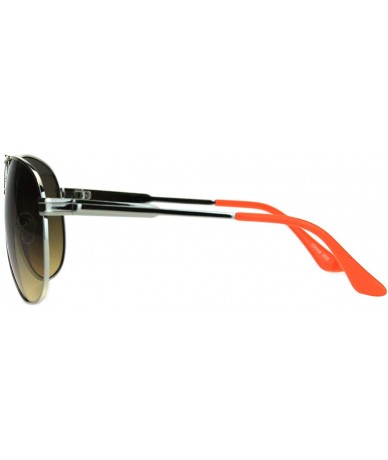 Aviator Mens Mob Mafia Style Flat Top Metal Rim Pilots Sunglasses - Silver Orange Brown Smoke - CQ18M58RZH0 $15.94