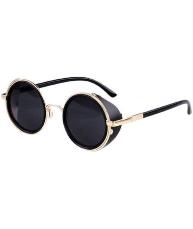 Round Vintage Steampunk Retro Metal Round Circle Frame Sunglasses - Classic Sunglasses For Uv Protection - E - CS18YKAZX99 $1...