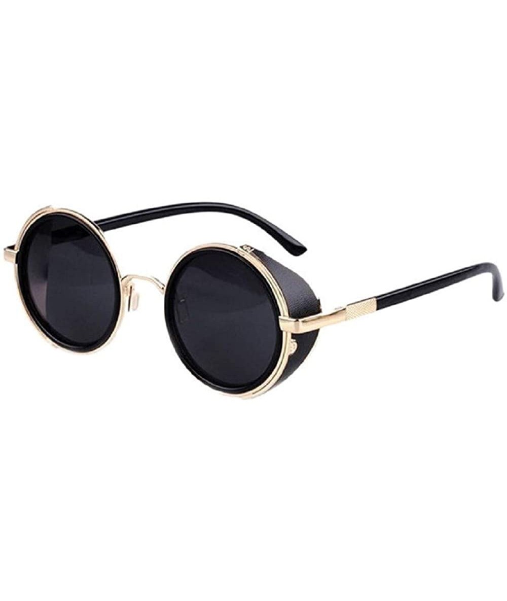 Round Vintage Steampunk Retro Metal Round Circle Frame Sunglasses - Classic Sunglasses For Uv Protection - E - CS18YKAZX99 $1...