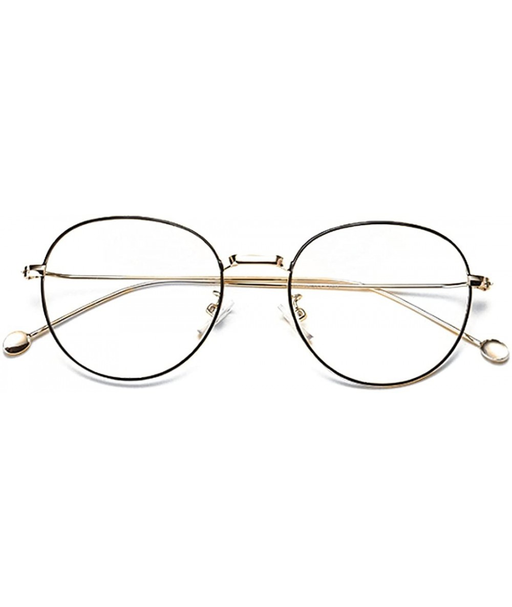 Round Man woman Nearsighted Glasses Retro Myopia Round Metal Glasses Frame - Gold Black - C518G3IMZMW $50.48