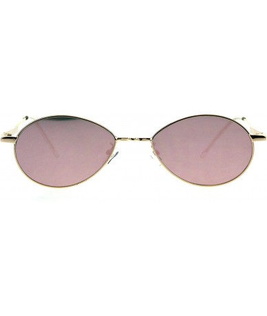 Oval Mens Mod Oval Round Metal Rim Hippie Sunglasses - Gold Peach Mirror - CJ18GQA75ZL $22.87