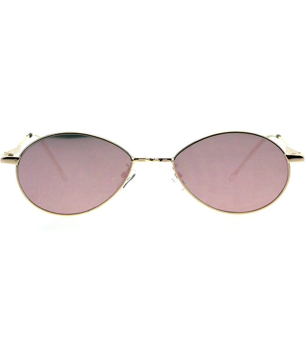 Oval Mens Mod Oval Round Metal Rim Hippie Sunglasses - Gold Peach Mirror - CJ18GQA75ZL $22.87