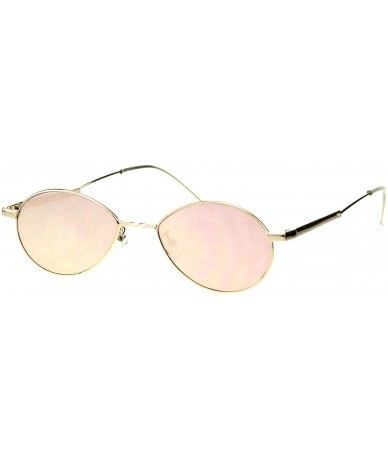 Oval Mens Mod Oval Round Metal Rim Hippie Sunglasses - Gold Peach Mirror - CJ18GQA75ZL $22.87