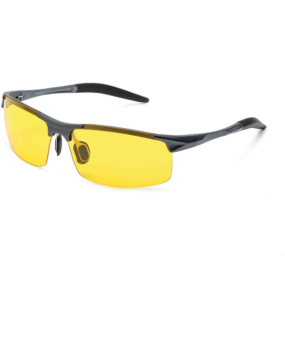 Oversized Men's Night-Vision Glasses for Driving Anti Glare - Rainy Safe Night-Driving Glasses Polarized - CQ18TLO4TNR $39.53