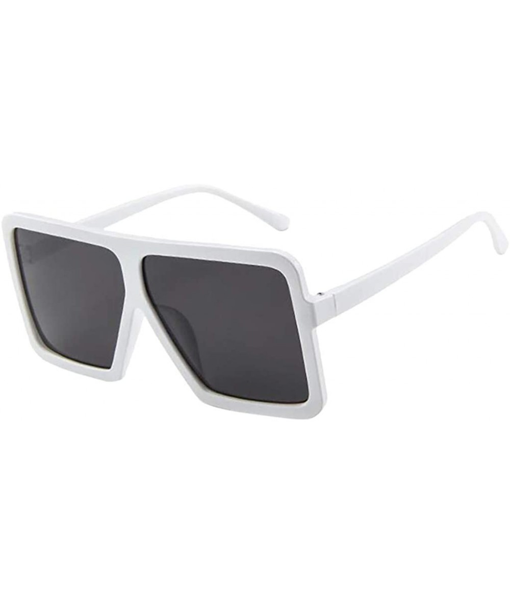 Square Women Men Vintage Retro Sun Spectacles Unisex Big Frame Sunglasses Eyewear - White - CZ18UNC2EA0 $19.64