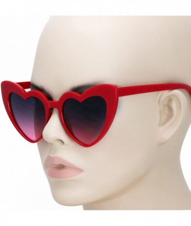 Sport Fashion Love Heart Shaped Sunglasses For Women Girls Hippie Party Shade Sunglasses - Red / Black Pink Lens - C6180STHCD...