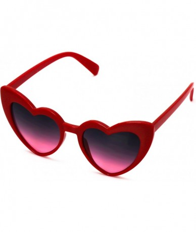 Sport Fashion Love Heart Shaped Sunglasses For Women Girls Hippie Party Shade Sunglasses - Red / Black Pink Lens - C6180STHCD...