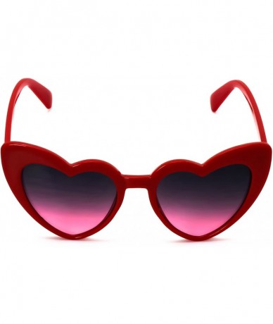 Sport Fashion Love Heart Shaped Sunglasses For Women Girls Hippie Party Shade Sunglasses - Red / Black Pink Lens - C6180STHCD...