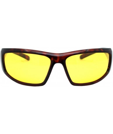 Wrap TAC Polarized Yellow Lens Sunglasses Wrap Around Oval Rectangle Biker UV 400 - Tortoise - CR19673AWOL $25.01