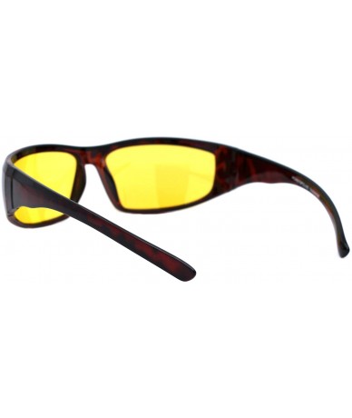 Wrap TAC Polarized Yellow Lens Sunglasses Wrap Around Oval Rectangle Biker UV 400 - Tortoise - CR19673AWOL $25.01