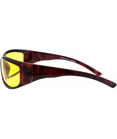 Wrap TAC Polarized Yellow Lens Sunglasses Wrap Around Oval Rectangle Biker UV 400 - Tortoise - CR19673AWOL $25.01