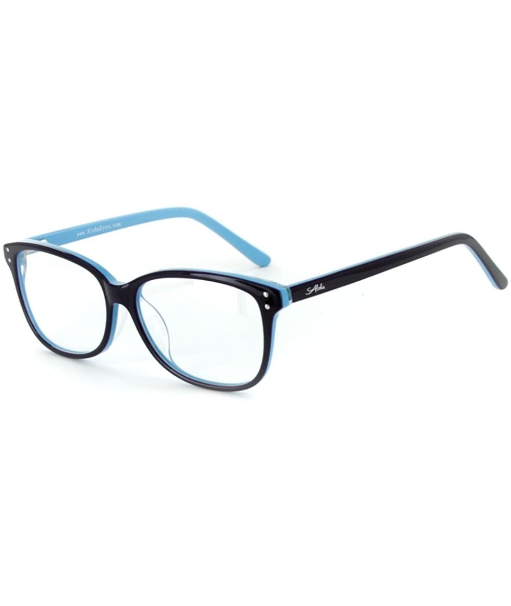 Square Unisex"Fuji" Optical-Quality RX-Able Wayfarer Frames 53x14x135mm - Black W/ Sky Blue - C711PEBDXOH $68.38