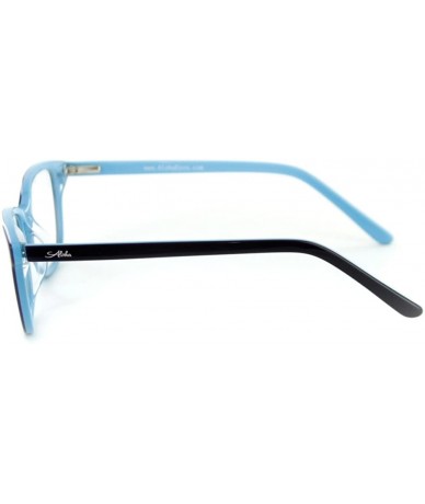 Square Unisex"Fuji" Optical-Quality RX-Able Wayfarer Frames 53x14x135mm - Black W/ Sky Blue - C711PEBDXOH $68.38