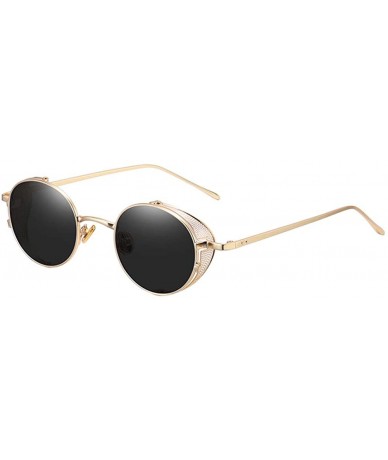 Round Unisex Steampunk Style Round Sunglasses Blue Light Blocking Glasses - Gold Gray - CQ197IHHATE $21.76