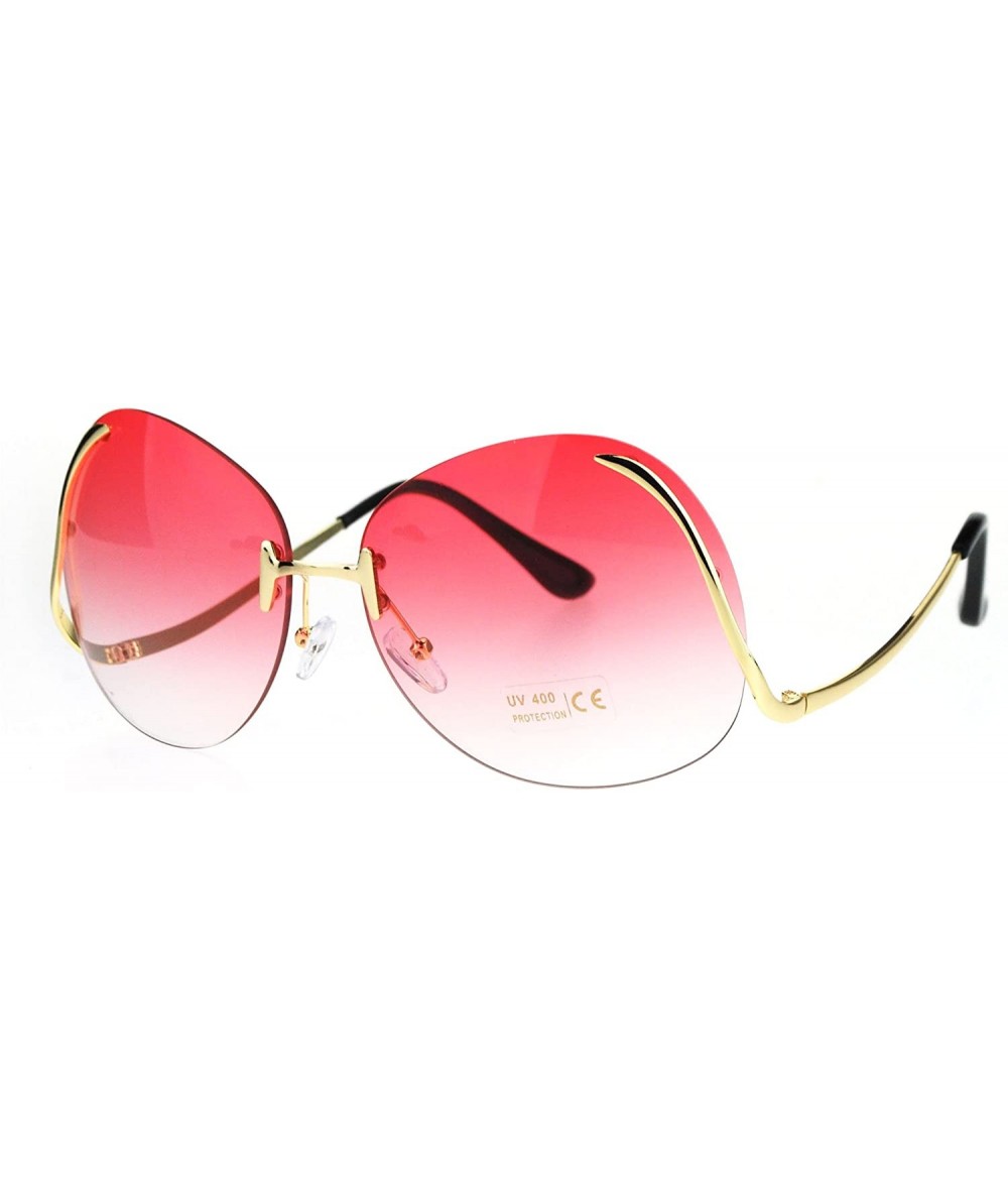 Rimless Womens Swan Drop Temple Rimless Granny Funky Oversize Butterfly Sunglasses - Red - C517XXRQEYT $22.90