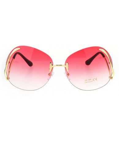 Rimless Womens Swan Drop Temple Rimless Granny Funky Oversize Butterfly Sunglasses - Red - C517XXRQEYT $22.90