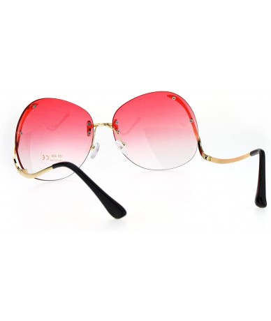 Rimless Womens Swan Drop Temple Rimless Granny Funky Oversize Butterfly Sunglasses - Red - C517XXRQEYT $22.90