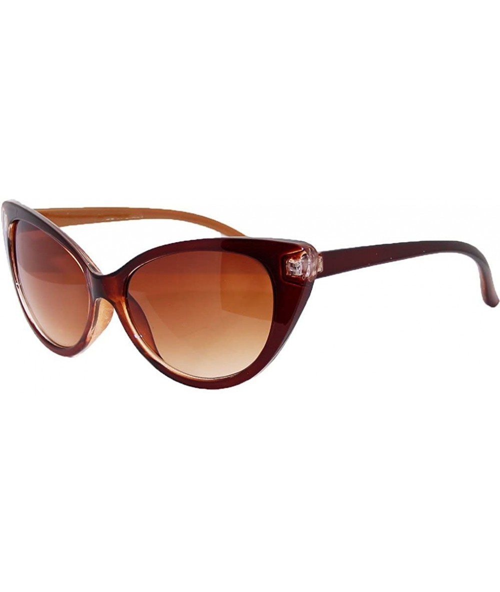 Cat Eye Women Cataye Sunglasses Mod Oversized Retro Fashion - Brown - C212NZ81UP4 $17.99