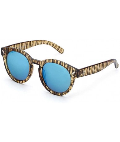 Round Vintage Sunglasses Tortoise Frame Blue Coating Round Glasses Unisex Retro Blue - Blue - CR18YR6Z0IZ $26.48