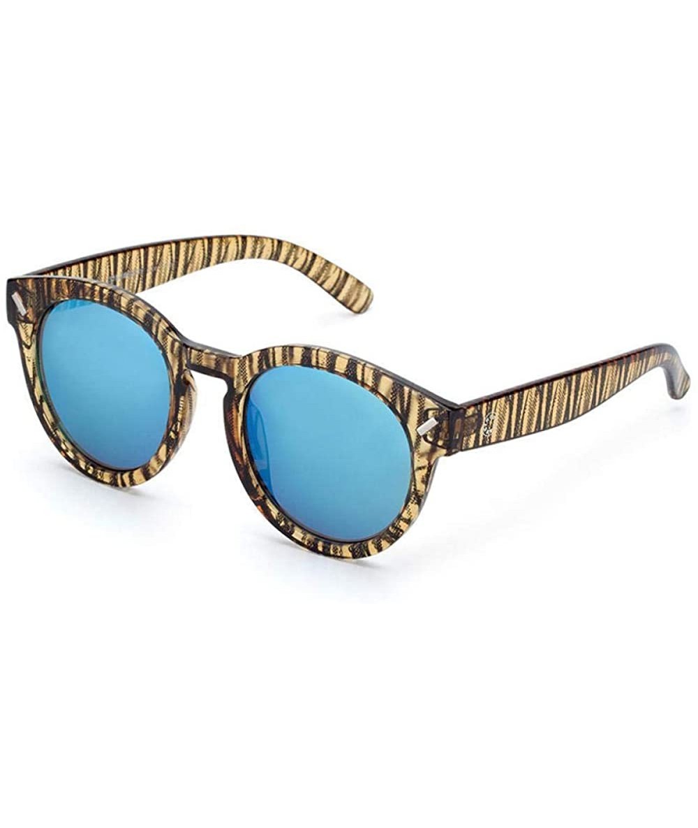 Round Vintage Sunglasses Tortoise Frame Blue Coating Round Glasses Unisex Retro Blue - Blue - CR18YR6Z0IZ $26.48