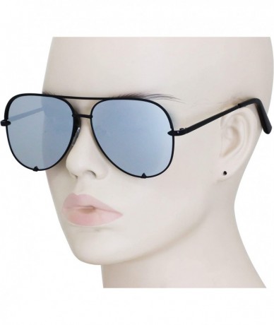 Oversized Designer Sunglasses Oversized Protection - Silver - CK18T5G9ZC9 $24.20